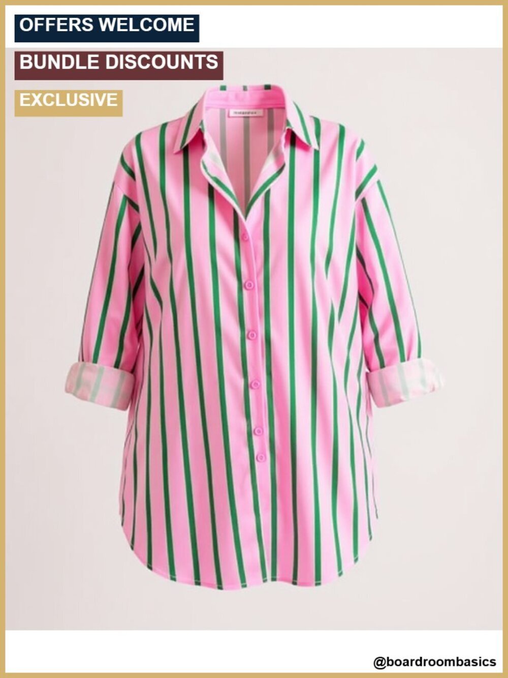 Striped Oversized Boyfriend Button Down Shirt Long Sleeve Drop Shoulder